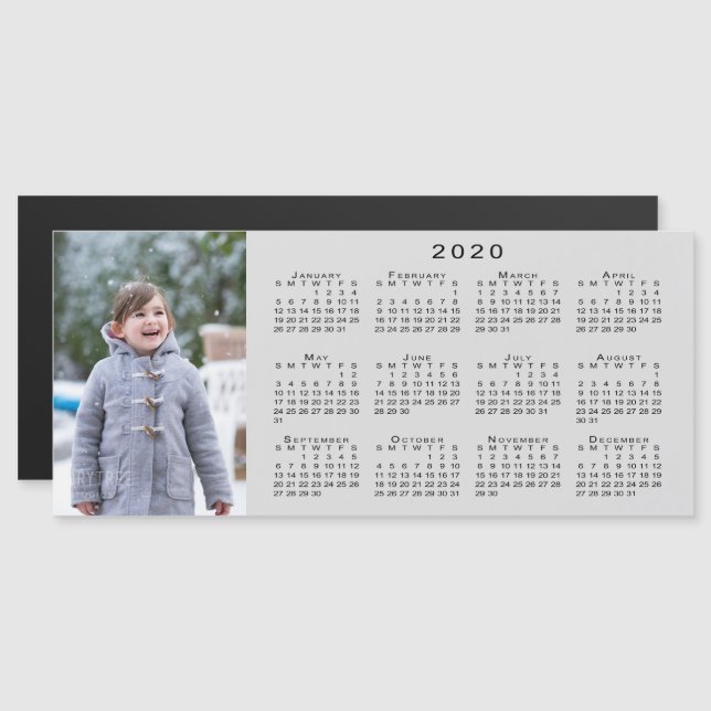 Ajouter votre calendrier photo 2020 sur Grey (Devant / Derrière)