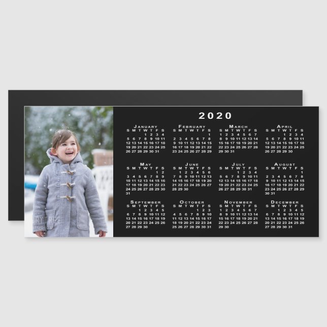 Ajouter votre calendrier photo 2020 sur noir (Devant / Derrière)