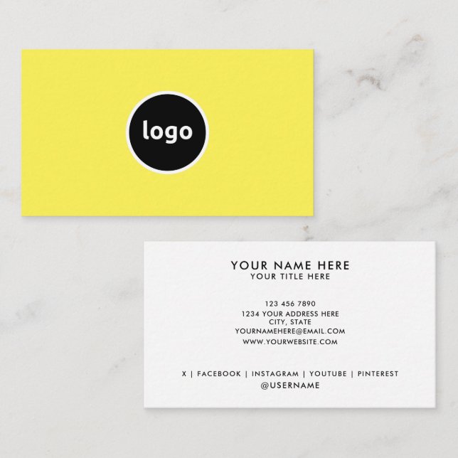 Ajouter votre logo Cartes de visite professionnels (Devant / Derrière)