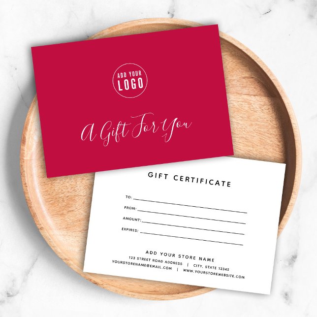 Ajouter votre logo personnalisé certificat cadeau  (Créateur téléchargé)