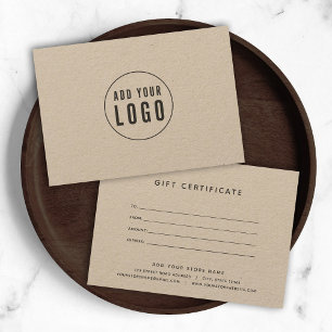 Ajouter Votre Logo Rustic Kraft Certificat Cadeau