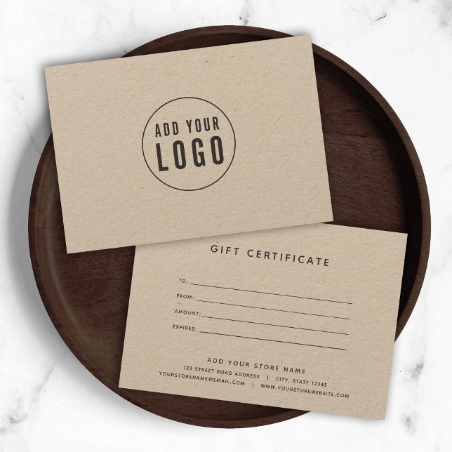 Ajouter Votre Logo Rustic Kraft Certificat Cadeau (Créateur téléchargé)