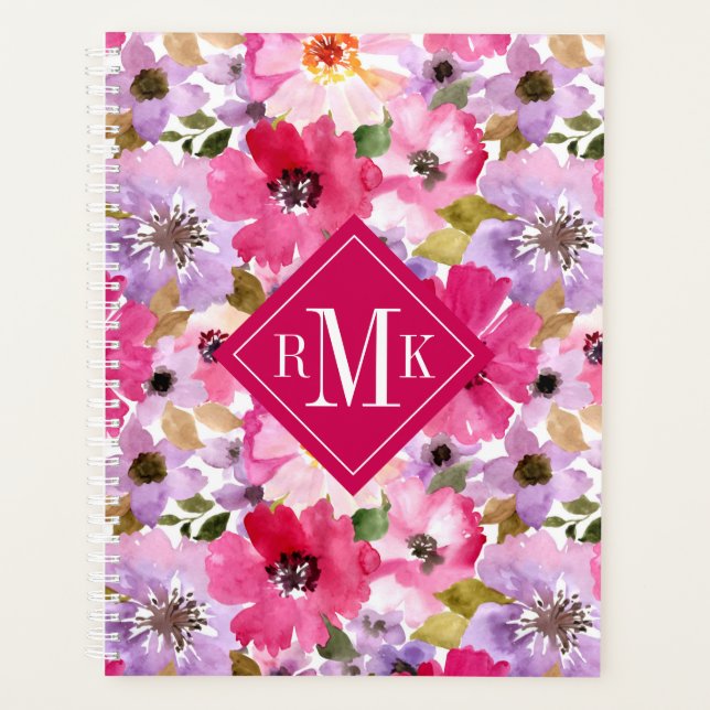 Ajouter votre monogramme | Aquarelle d'été Floral (Devant)