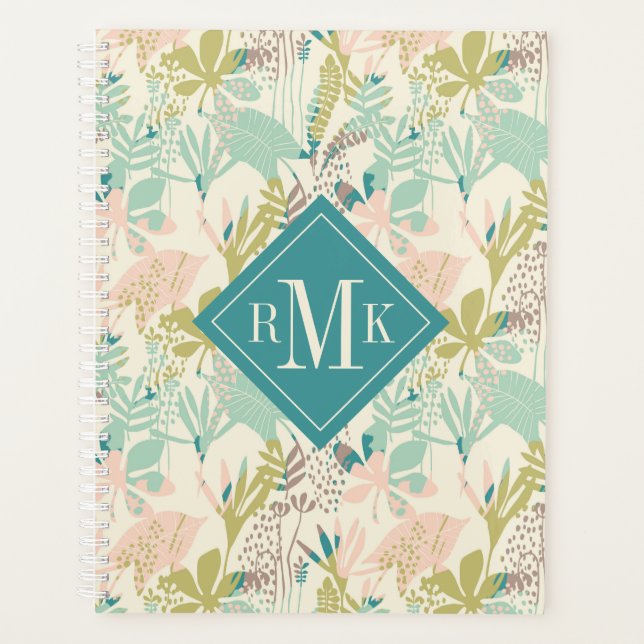 Ajouter votre monogramme | Modèle floral moderne (Devant)