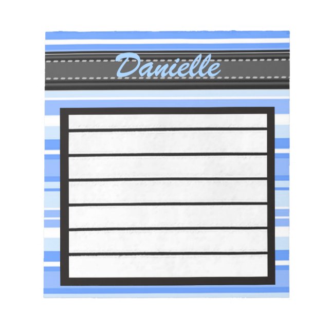 Ajouter Votre Nom Bleu Bandes Bloc-notes (Devant)