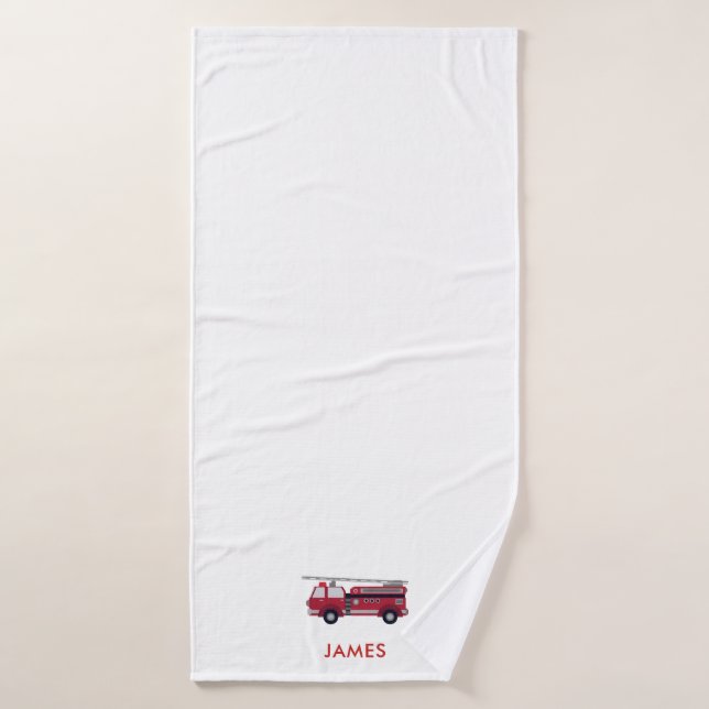 Ajouter votre nom Camion de feu rouge Poster perso (Serviette de bain)