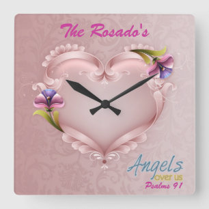 Ajouter Votre Nom Carré Horloge murale