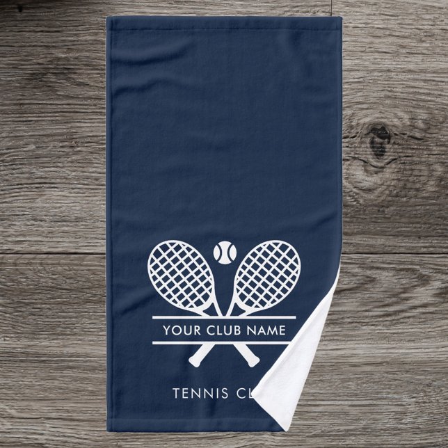 Ajouter Votre Nom Club Tennis Team Navy Blue (Tennis Club Name Players Hand Towel)