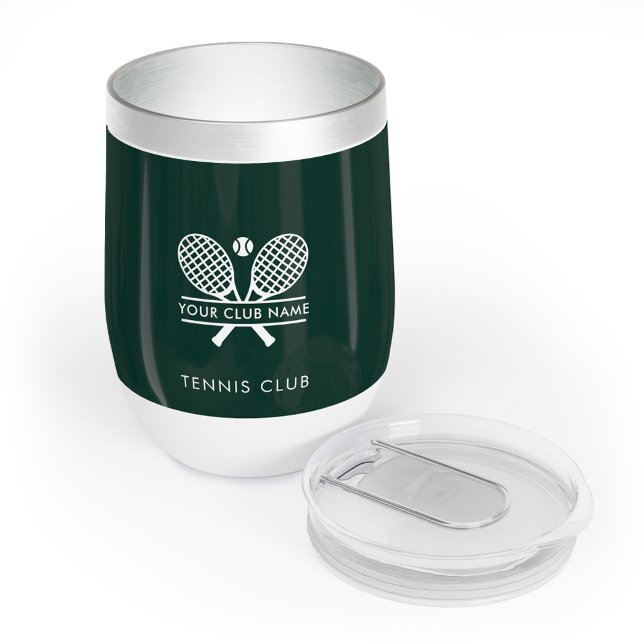 Ajouter Votre Nom De Club Joueurs De Tennis Vert N (Lawn Tennis Rackets Motif White Logo Green Wine Tumbler Swag)