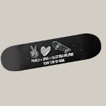Ajouter Votre Nom De Texte, Peace Love Skateboard<br><div class="desc">Ajoutez un nom,  ou votre propre texte - ou videz le texte à supprimer - "Peace Love Skateboard". - N'importe quel Skateboarder aimera celui-ci - Voir ma boutique pour beaucoup plus de bonnes idées cadeaux Skateboard.</div>