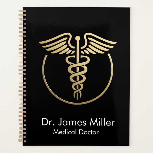 Ajouter Votre Nom Médicale Caduceus Symbole Black  (Devant)