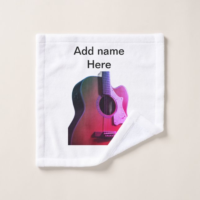 Ajouter votre nom texte brun acoustique guitare éd (Gant de toilette)