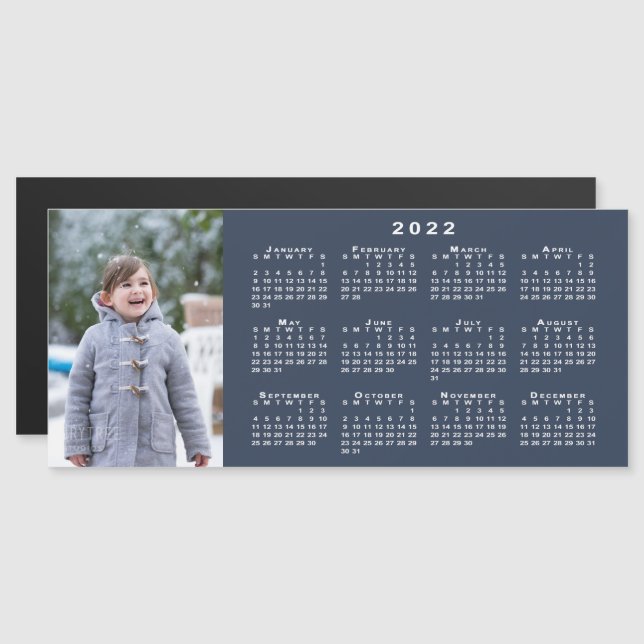 Ajouter votre photo 2022 Calendrier sur Magnet ble (Devant / Derrière)