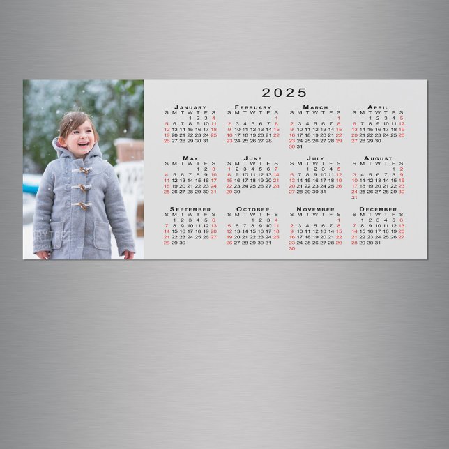 Ajouter votre photo 2025 Calendrier sur le aimant  (Add Your Photo 2025 Calendar on Grey Magnet in situ)
