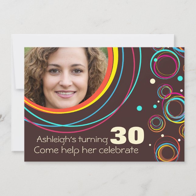 Ajouter votre photo funky invitation de 30e annive (Devant)