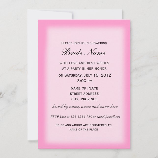 Ajouter votre photo, invitation de douche nuptiale (Devant)