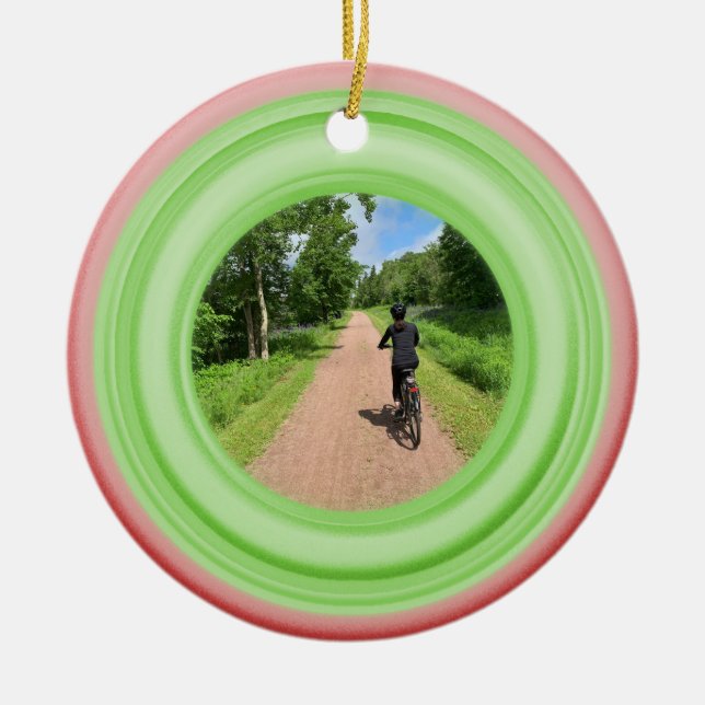 Ajouter votre photo Ornement en céramique rouge et (Devant)