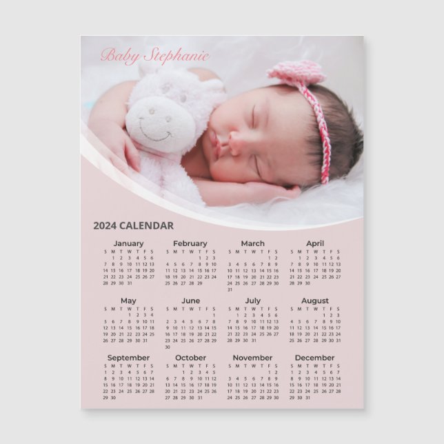 Ajouter votre propre bébé photo 2024 Calendrier |  (Devant)