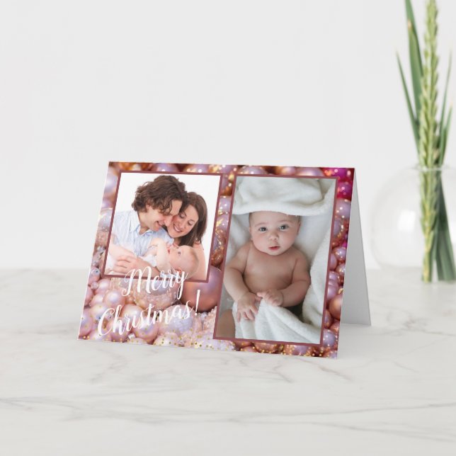 Ajoutez 2 Photos Carte de Fêtes Ornement Magnifiqu (Devant)