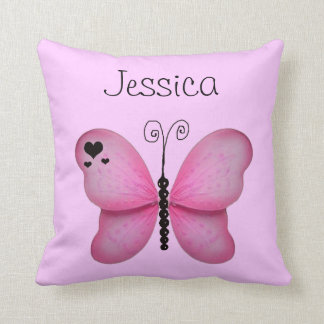 Ajoutez son coussin décoratif de papillon rose