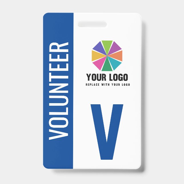 Ajoutez Votre Logo Badge Bénévole Bleu (Avant)