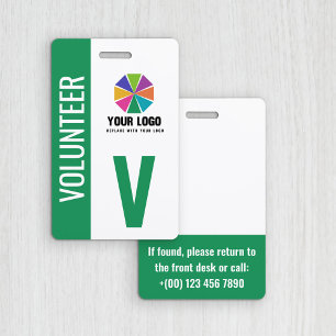 Ajoutez Votre Logo Badge de Bénévole Vert