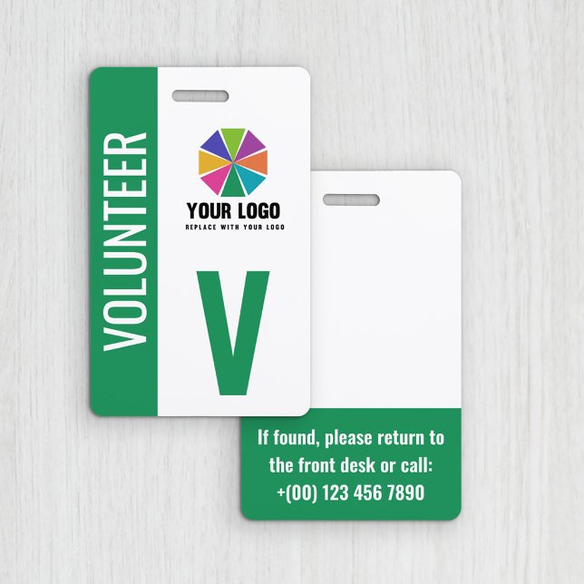 Ajoutez Votre Logo Badge de Bénévole Vert (Créateur téléchargé)