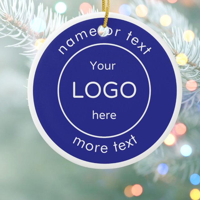 Ajoutez votre logo bleu Ornement de Noël pour Entr (Créateur téléchargé)