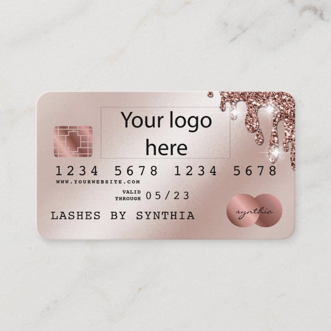 Ajoutez Votre Logo Carte de crédit Rose Styled Gol (Devant)