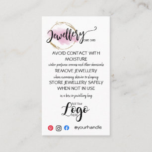 AJOUTEZ VOTRE LOGO cartes de SOIN de bijoux petite