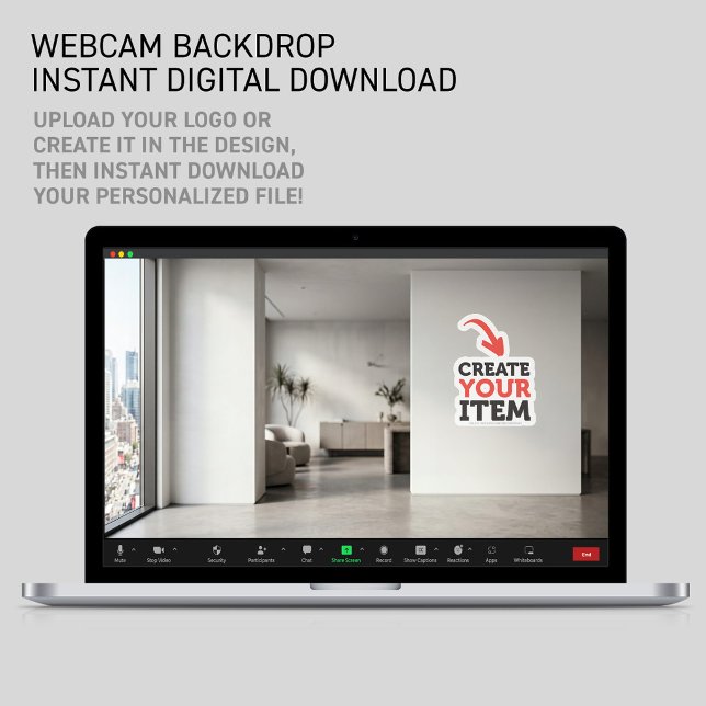 Ajoutez votre logo de bureau numérique Poster Zoom (Zoom Virtual Backdrop Professional Law Firm Webcam Office: UPLOAD YOUR OWN LOGO & BUY THE DOWNLOAD)