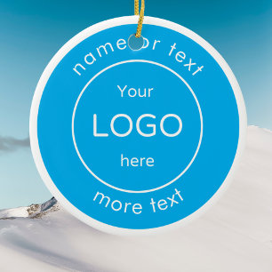 Ajoutez votre logo Ornement de Noël bleu clair