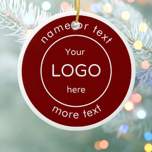 Ajoutez votre logo Ornement de Noël rouge bordeaux