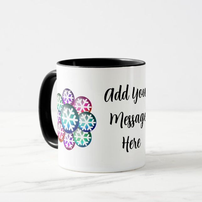 Ajoutez Votre Message Mug Café Flocons de Neige (Devant gauche)