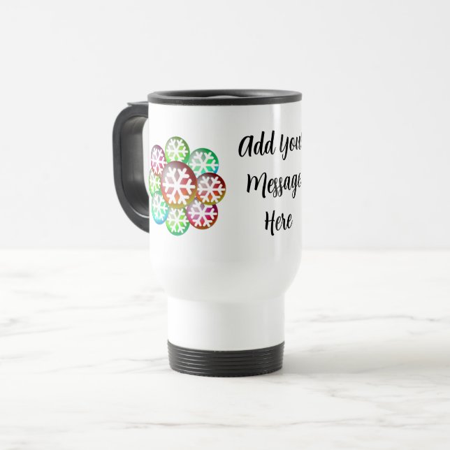 Ajoutez Votre Message Tasse de Voyage Flocon de Ne (Devant gauche)