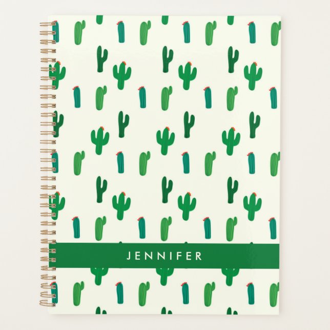 Ajoutez votre nom | Bright Green Cactus Motif (Devant)