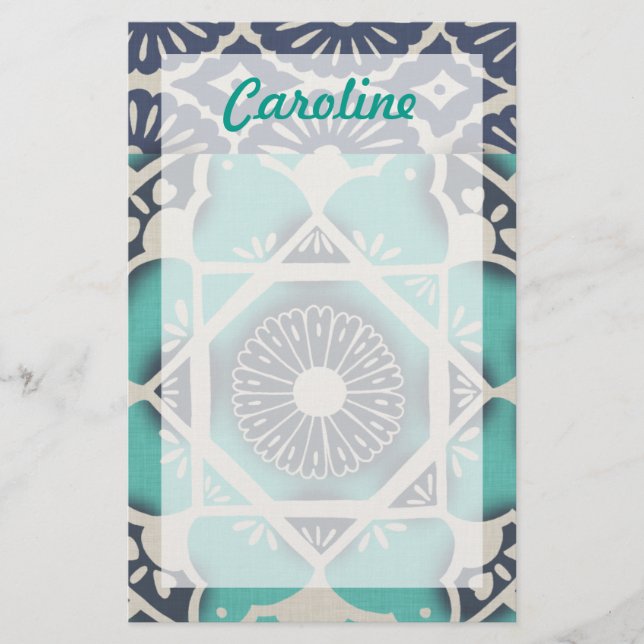 Ajoutez votre nom | Carrelage Batik bleu II (Devant)