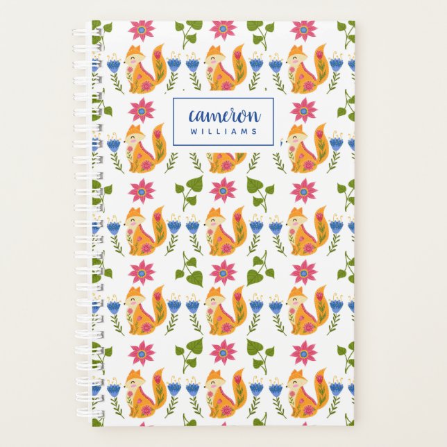 Ajoutez votre nom | Joli Pastel Foxy modèle floral (Devant)