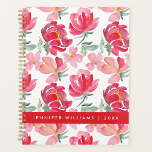 Ajoutez votre nom Motif de pivoine aquarelle