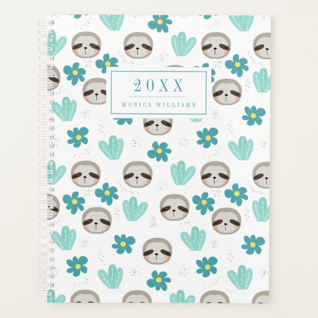 Ajoutez votre nom | Motif Floral Sweth Sloth (Devant)