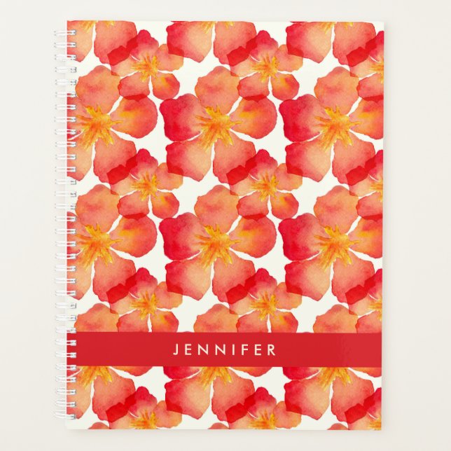 Ajoutez votre nom | Orange Oleander motif floral (Devant)