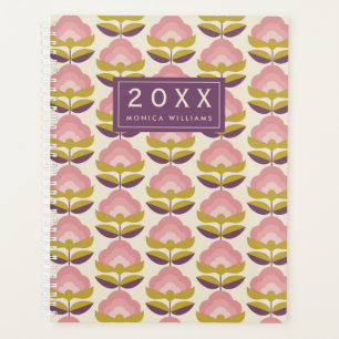 Ajoutez votre nom Retro Pink & Purple Motif Flor