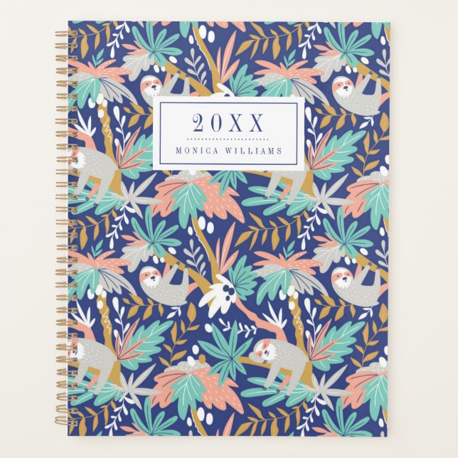 Ajoutez votre nom | Tropical Blue Sloth Motif (Devant)