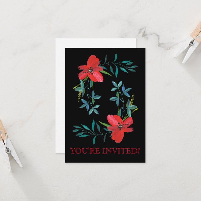 AJOUTEZ VOTRE PROPRE TEXTE invitation florale  (Devant/Arrière en situation)