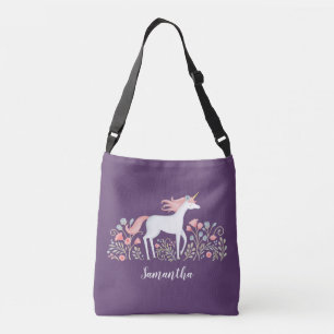 Ajustable Aquarelle Floral Unicorn Sac fourre-tout