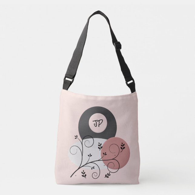 Ajustable Beau Sac fourre-tout rose/gris monogrammé (Devant)