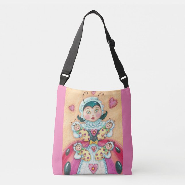 Ajustable Bébé Ladybugs Famille CROSS CORPS SAC rose (Devant)