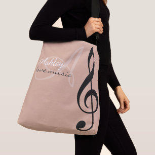 Ajustable Black Treble Clef Musique Dusty Sac fourre-tout Ro