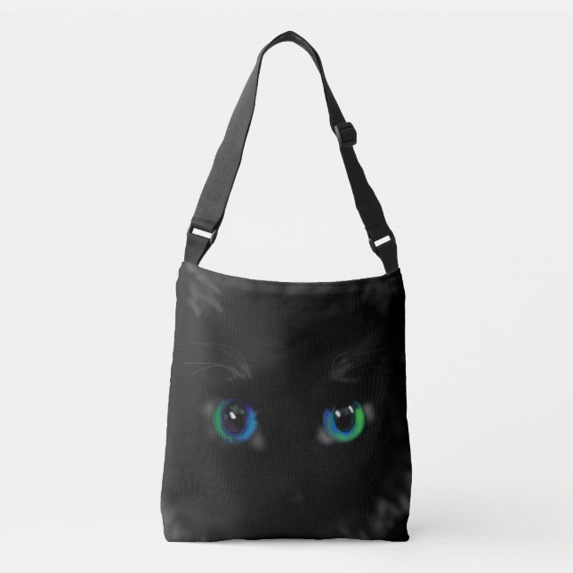 Ajustable Blue Green Cat Eyes Funky Crossbody Sac (Devant)