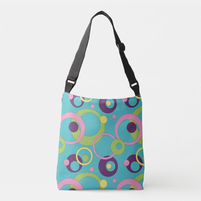 Ajustable Cercles bleus funky Tout-sur-impression Sac (Devant)